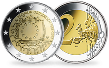 La monnaie de 2 Euros «30 ans du Drapeau Européen» Autriche 2015