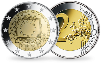 Monnaie de 2 Euros «30 ans du Drapeau Européen» Autriche 2015