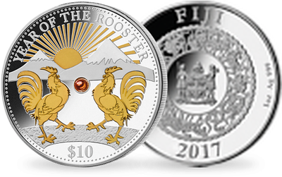 Monnaie de 10 Dollars en argent pur « Année du Coq » 2017
