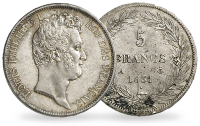 Monnaie en argent massif de 5 Francs « Louis-Philippe Tête nue »