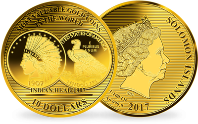 Monnaie en or «10 dollars Tête d’indien 1907»