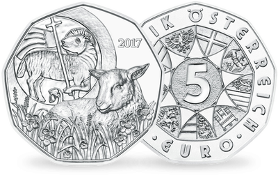 Monnaie de 5 Euros Autriche 2017 « L’agneau pascal » 