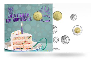 Cadeau idéal ! La carte-monnaie Anniversaire avec 5 monnaies 