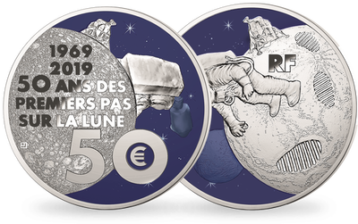 La monnaie 50€ argent Premier pas sur la lune France 2019 