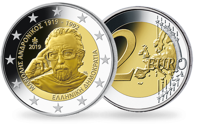 Monnaie de 2 Euros commémorative «Centenaire de la naissance de Manolis Andronikos» Grèce 2019