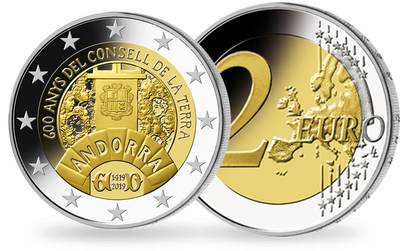 Monnaie de 2 Euros « 600ème anniversaire du Conseil de la Terra » Andorre 2019
