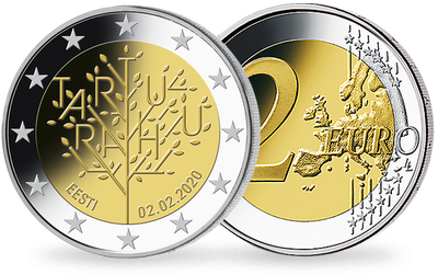 Monnaie de 2 Euros «100 ans du traité de Paix de Tartu» Estonie 2020