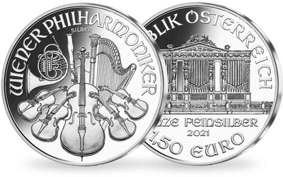 Monnaie en argent pur «L'Orchestre Philharmonique» Autriche 2021