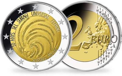 Monnaie commémorative de 2 euros «50 ans de suffrage universel pour les femmes en Andorre» 2020