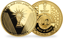 Coupe du monde de football 2022 : Monnaie d'investissement en or le plus pur «Trophée officiel» Qatar 