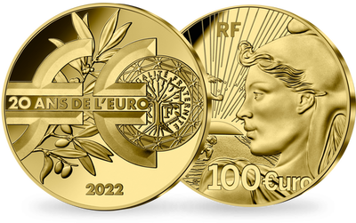 Monnaie en or pur de 100 euros « 20 ans de l'Euro » 2022