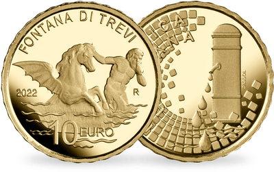 La monnaie commémorative en or de 10€ « La fontaine de Trévi » Italie 2022