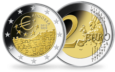 Andorre 2022 : Pièce commémorative de 2 euros «10 ans de convention monétaire avec l'UE»
