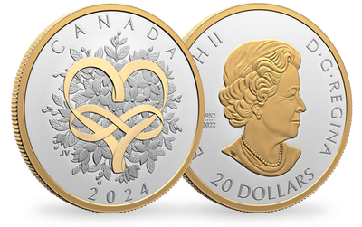 Monnaie d’1 Once en argent « Célébrez l'Amour » Canada 2024   