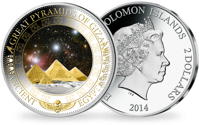 Monnaie de 2 Dollars en argent massif «Les Pyramides de Gizeh»  Salomon 2014