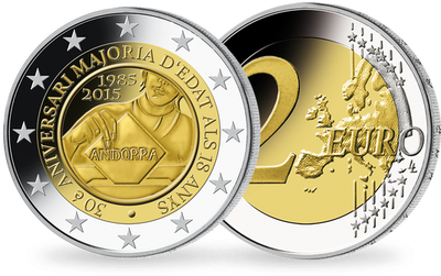 Monnaie de 2 Euros «30ème anniversaire de la majorité à 18 ans» Andorre 2015