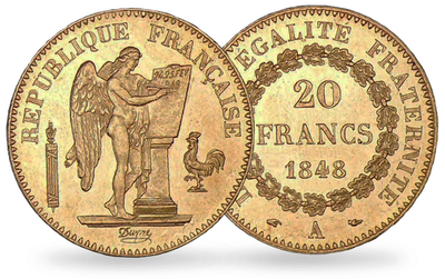 Monnaie de 20 Francs en or massif «Génie IIème République»