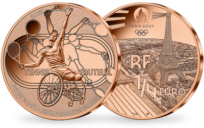 Monnaie de 1/4€ 2021 « PARIS 2024 - Les Sports : Tennis Fauteuil »