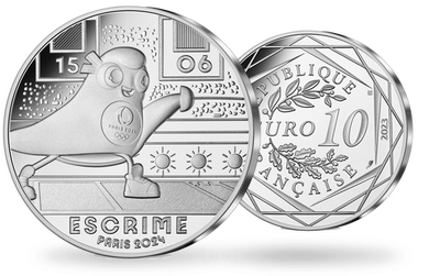 La monnaie de 10 € argent « Paris 2024 - Mascotte Escrime » 2023