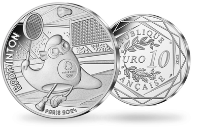 La monnaie de 10 € argent « Paris 2024 - Mascotte Badminton » 2023