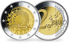 La monnaie de 2 Euros «30 ans du Drapeau Européen» Allemagne 2015