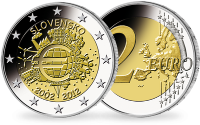 Monnaie de 2 Euros «10 ans de l'Euro» Slovaquie 2012