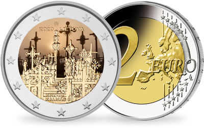 Monnaie de 2 Euros colorisée «Colline des Croix» Lituanie 2020