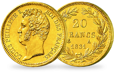Monnaie de 20 francs en or massif  « Louis-Philippe Tête Nue »
