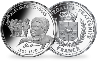 Spécial anniversaire 150 ans: Frappe en argent pur «Alexandre Dumas 1802-1870»