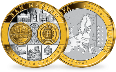 Première frappe en hommage à l'Euro en cuivre argenté: «Saint Marin»