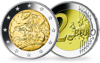 Monnaie de 2 Euros «60e anniversaire de la Déclaration Universelle des Droits de l’Homme» Italie 2008 