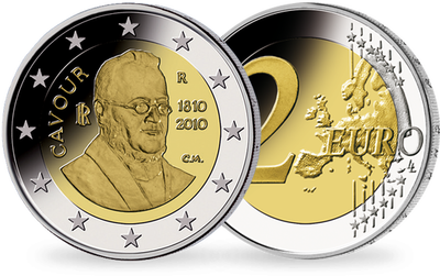 Monnaie de 2 Euros Italie 2010 «Bicentenaire de la naissance du comte de Cavour» Italie 2010 
