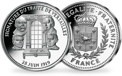 Frappe en argent pur La France Victorieuse: «Signature du Traité de Versailles»