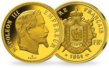 La frappe en or L'Or de la France: «100 Francs Napoléon III 1861» 