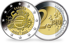 La monnaie de 2 Euros Espagne 2012 « 10 ans de l'Euro »