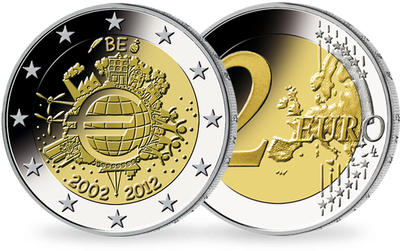 Monnaie de 2 Euros «10 ans de l'Euro» Belgique 2012 