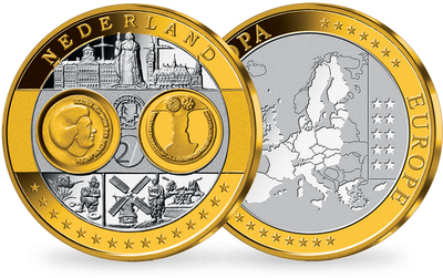 Première frappe en hommage à l'Euro en cuivre argenté: «Pays Bas»