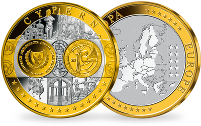 Première frappe en hommage à l'Euro en cuivre argenté: «Chypre»