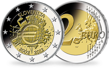 La monnaie de 2 Euros Slovénie 2012 « 10 ans de l'Euro »