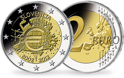 Monnaie de 2 Euros Slovénie «10 ans de l'Euro» Slovénie 2012