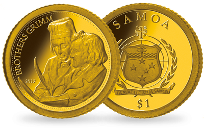 Monnaie de 1 Dollar en or Les plus petites monnaies en or du monde « Les frères Grimm » 2012