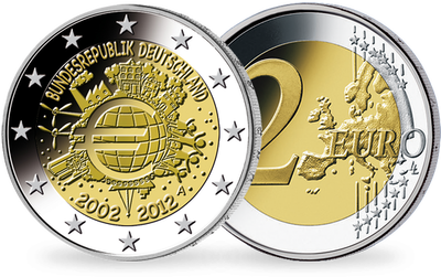 Monnaie de 2 Euros «10 ans de l'Euro» Allemagne 2012