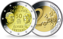 La monnaie de 2 Euros « France - Le cinquantenaire du Traité de l'Élysée »