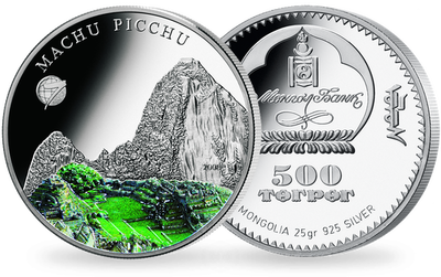 Monnaie de 500 Tugrik en argent massif Les 7 Merveilles du Monde « Le Machu Picchu » 2008