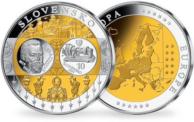 Première frappe en hommage à l'Euro en cuivre argenté: «Slovaquie»