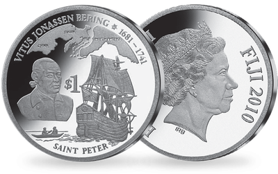 Monnaie de 1 Dollar en argent pur Les Grands Navires de l'Histoire « Vitus Jonassen Bering - Saint Peter » 2010