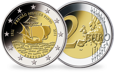 La monnaie de 2 Euros « Portugal - 500ème anniversaire de l'explorateur et écrivain Fernào Mendes Pinto (1511-1583) »