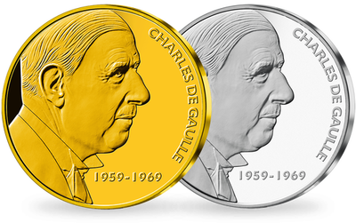 Set de 2 frappes or & argent «Charles de Gaulle Président»
