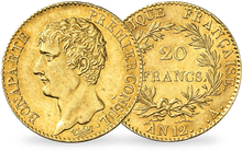 Monnaie de 20 francs en or massif  «Bonaparte, 1er consul»