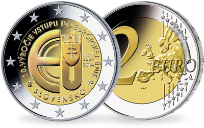 Monnaie de 2 Euros «10e anniversaire de l'adhésion de la République slovaque à l'Union européenne» Slovaquie 2014 